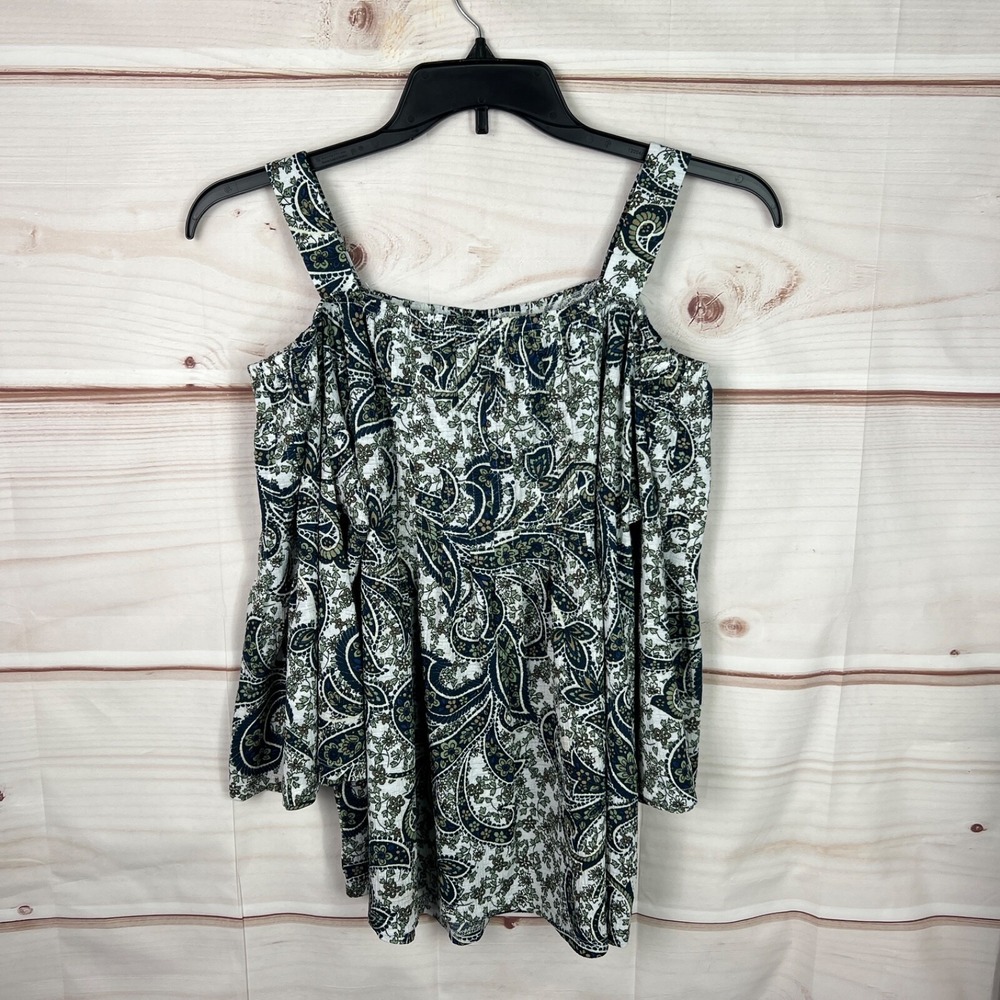 Avenue Top Womens 14 16‎ Black Paisley Blouse Swing Kimono Sleeve Knit Pullover